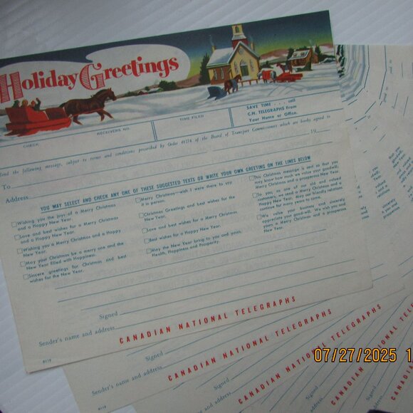 vintage 50s-60s:8 blank C N Telegraph forms - Picture 1 of 3